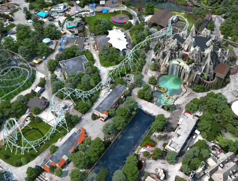 Die Strecke von AlpenFury nimmt eine große Fläche in Canadas Wonderland ein