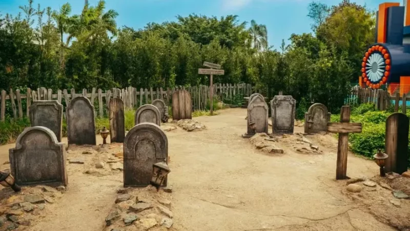 a cemetery with many gravestones